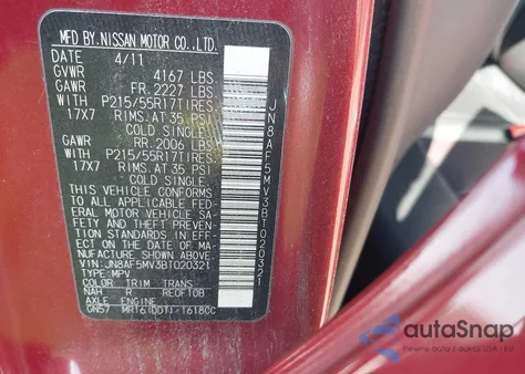 2011 Nissan Juke Sl z USA, uszkodzony, nr VIN JN8AF5MV3BT020321